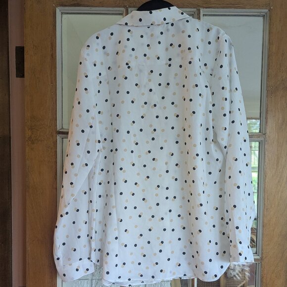 NWT Ann Taylor Classic Shirt Polka Dots Size Large - Picture 7 of 12